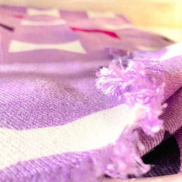 Kate Spade York  Purple Bows Woman large Scarf - Picture 10 of 16